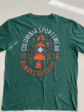 Columbia Sportswear “Always Outside” Graphic T-Shirt Men’s Medium Green camping